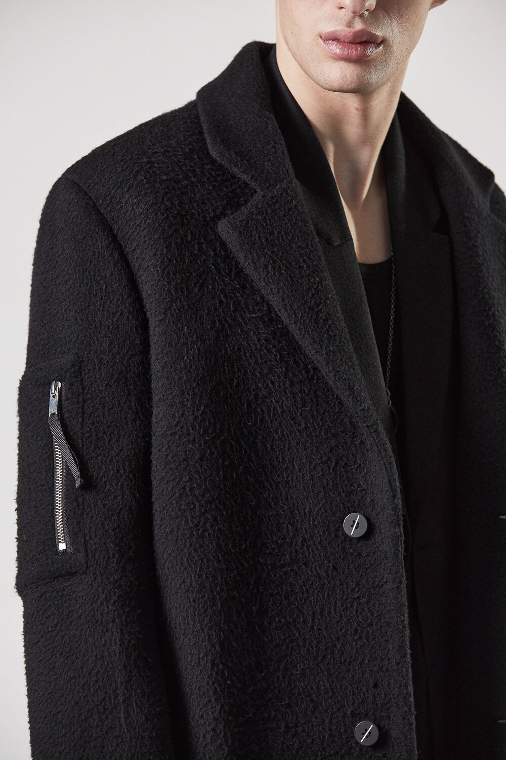 M J 69 Long Wool Coat Black