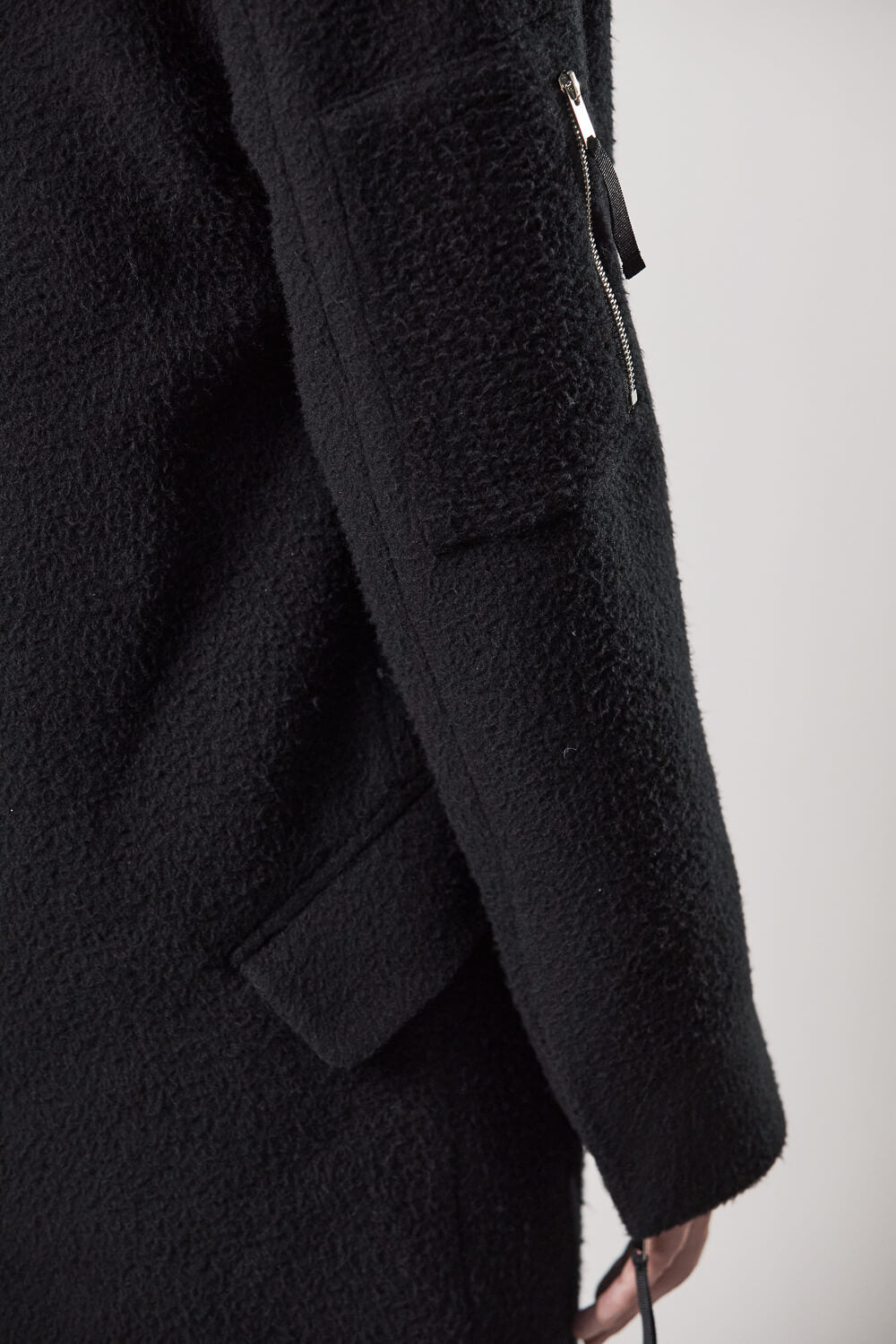 M J 69 Long Wool Coat Black