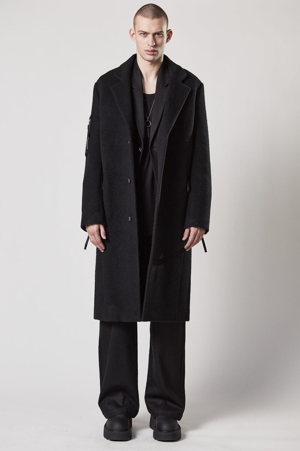 M J 69 Long Wool Coat Black