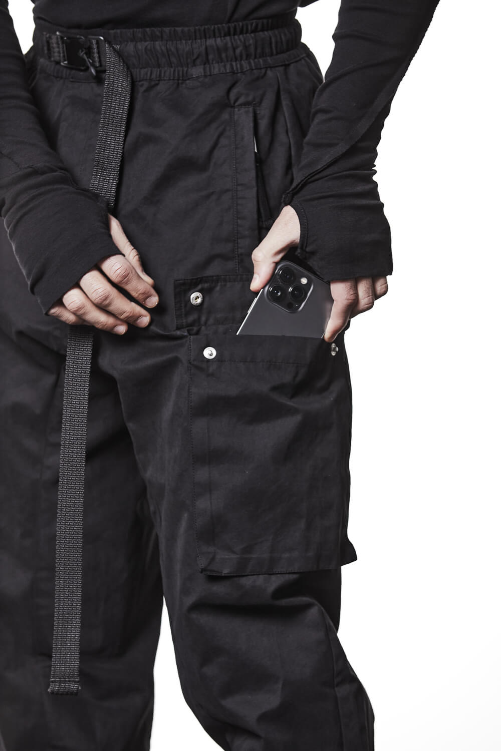 M P 15 Belt Detail Cargo Pants Black