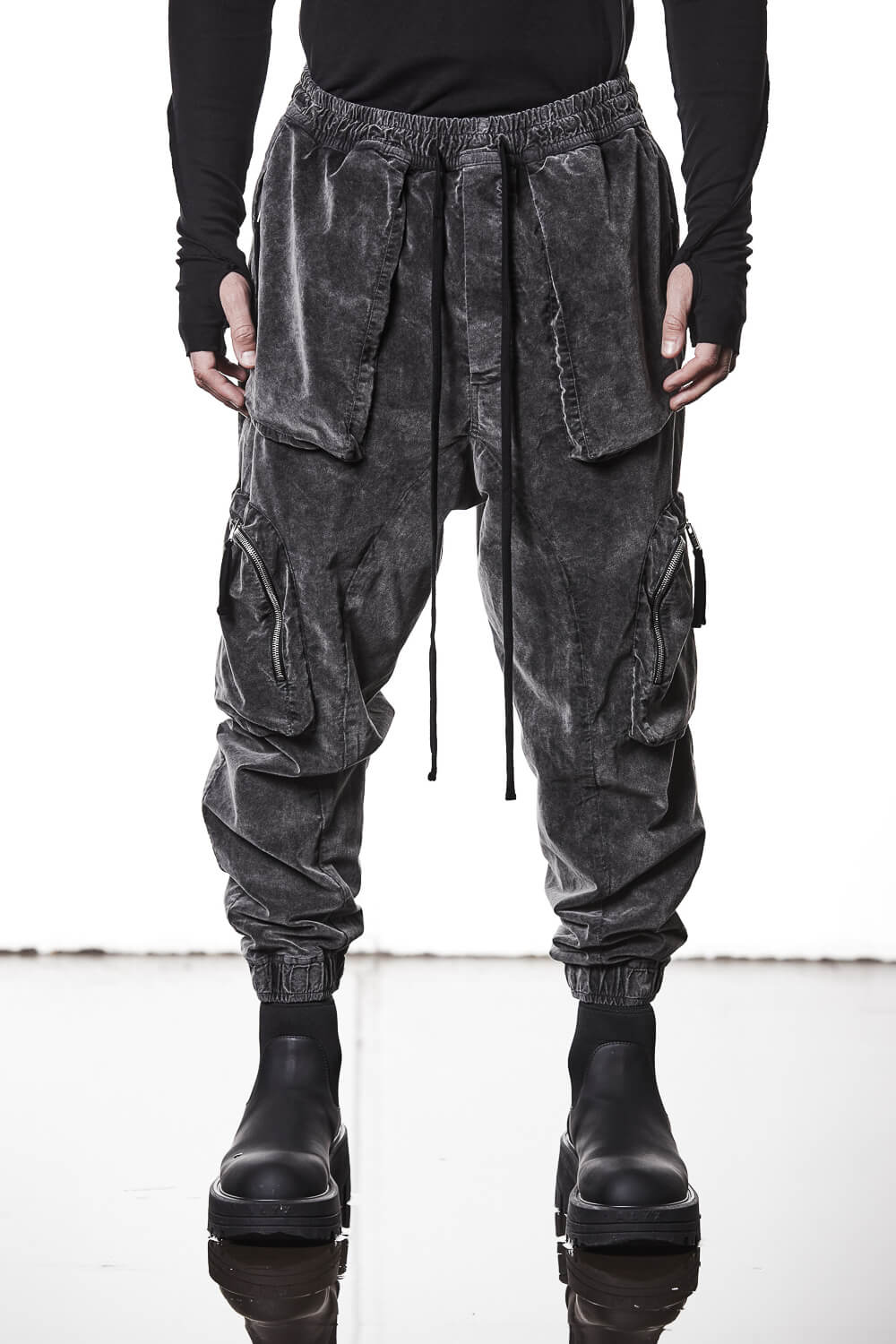 M P 21 Velvet Cargo Pants Grey