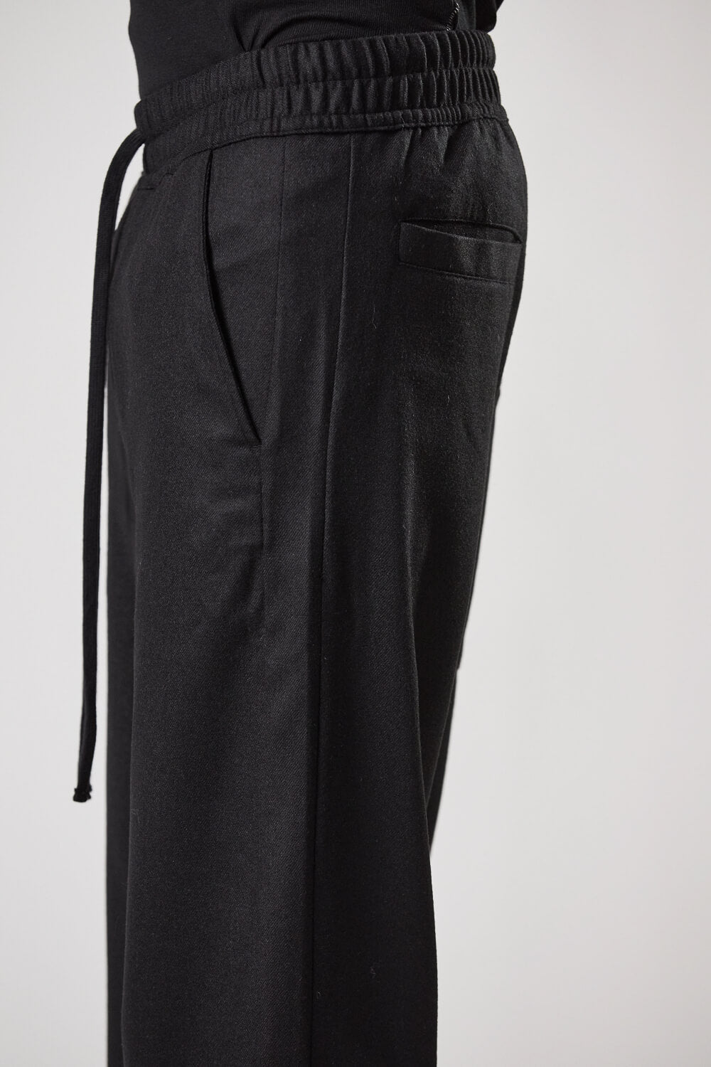 M P 6 Wide Leg Wool Trousers Black