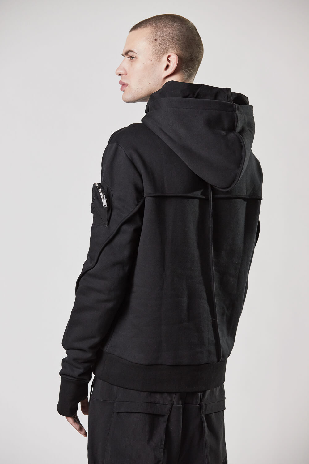 M S 179 Sleeve Pocket Hoodie Black