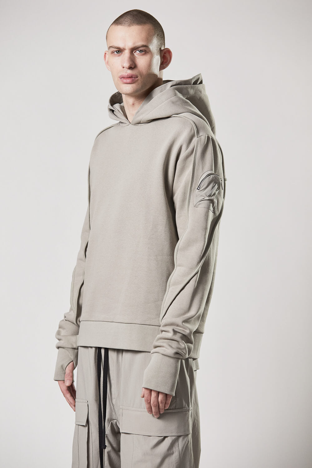 M S 179 Sleeve Pocket Hoodie Sand