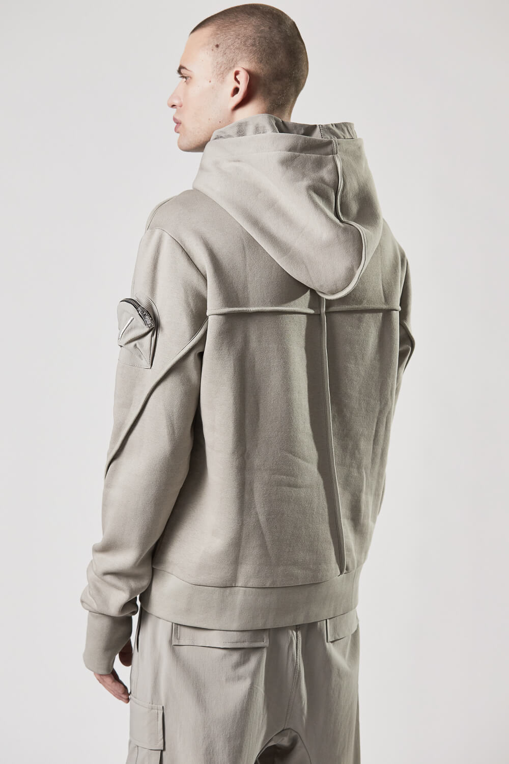 M S 179 Sleeve Pocket Hoodie Sand