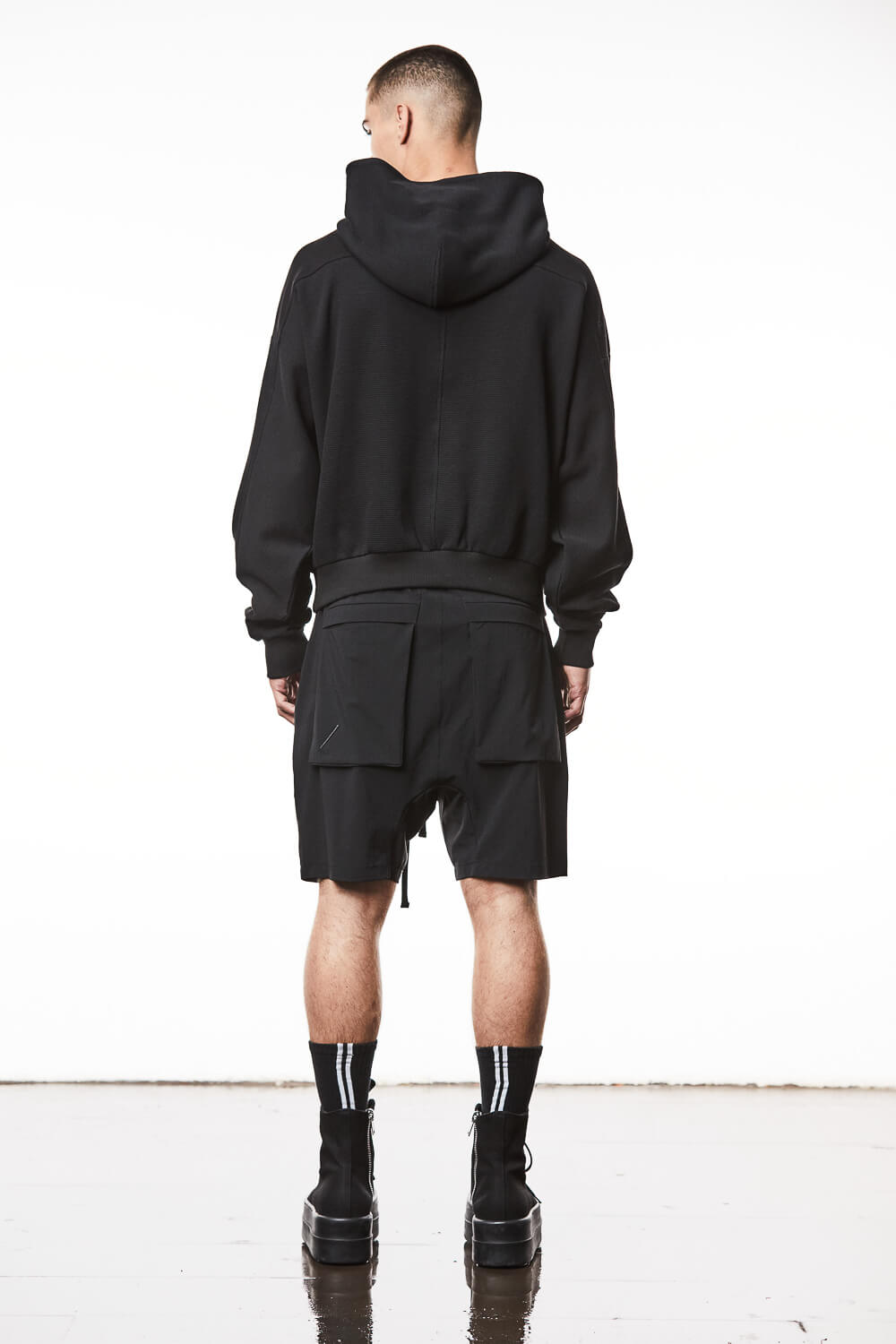 M S 183 Oversized Cropped Fit Hoodie Black