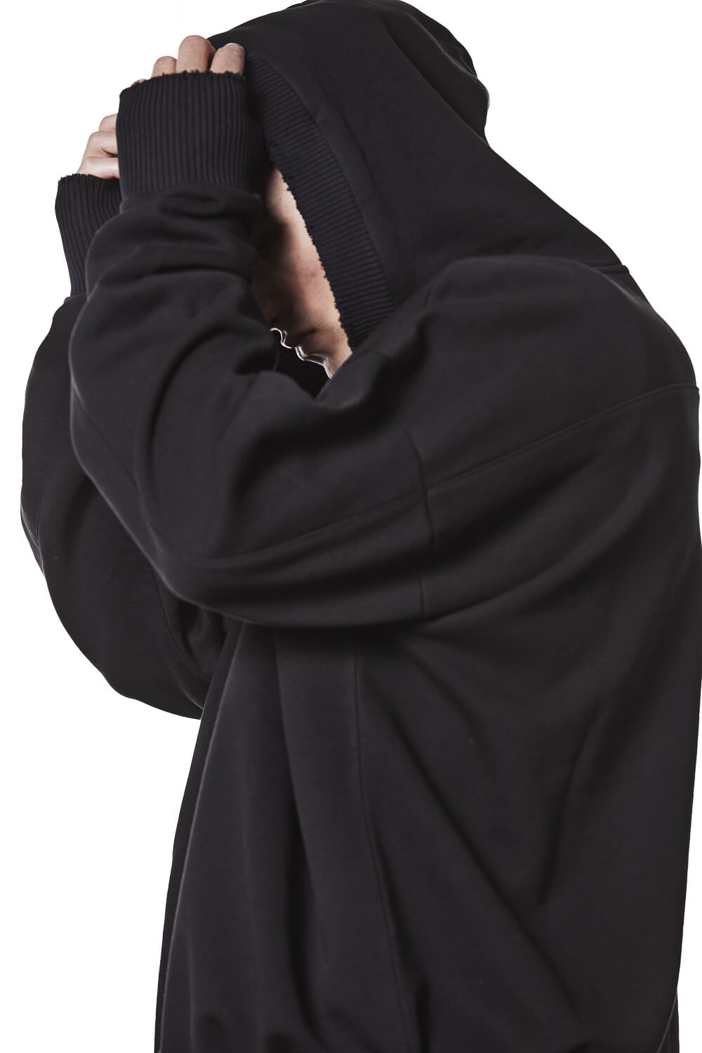 M S 186 Oversized Cropped Hoodie Black