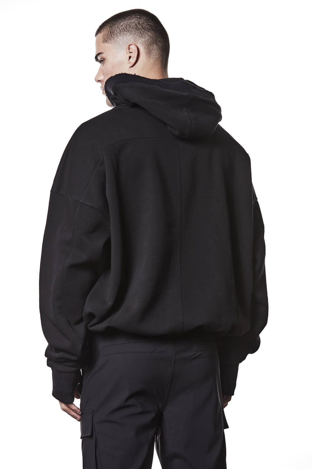 M S 186 Oversized Cropped Hoodie Black