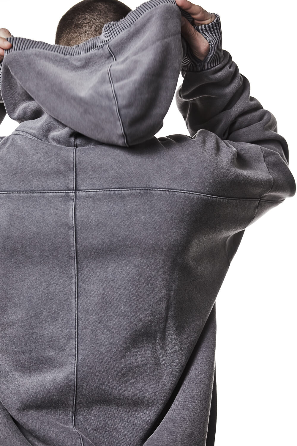 M S 186 Oversized Cropped Hoodie Grey