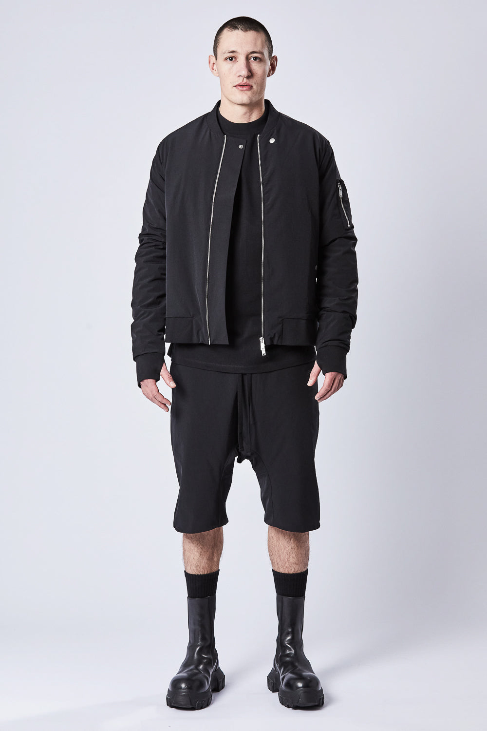 M SJ 603 Nylon Bomber Jacket Black