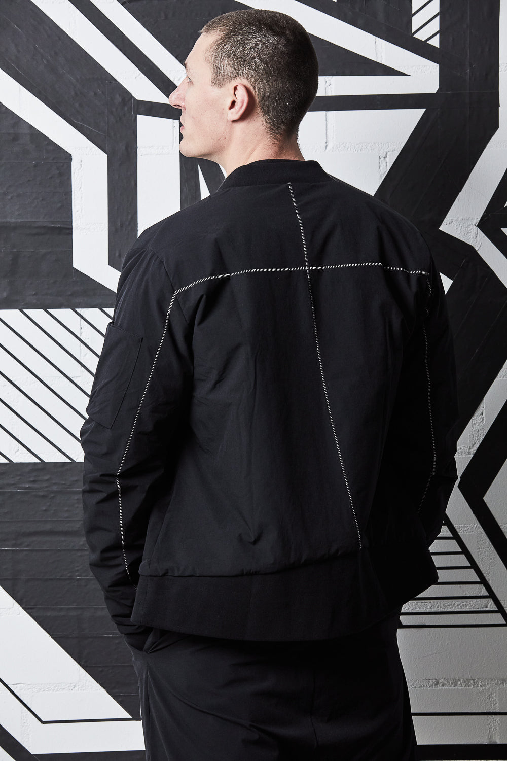 M SJ 603 Nylon Bomber Jacket Black