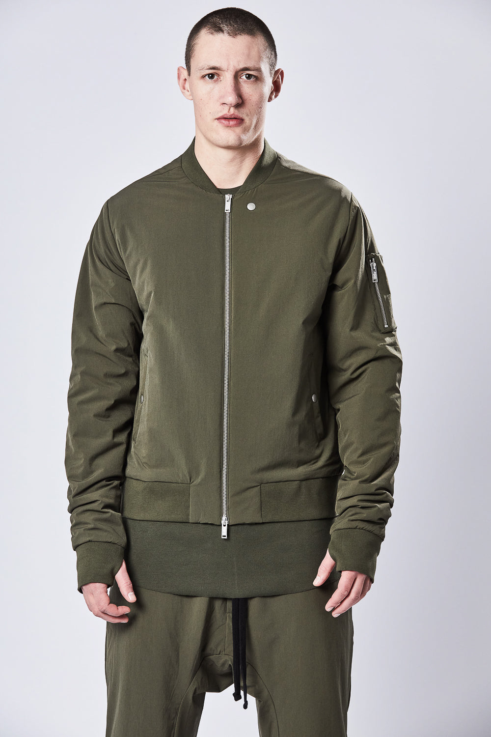 M SJ 603 Nylon Bomber Jacket Green