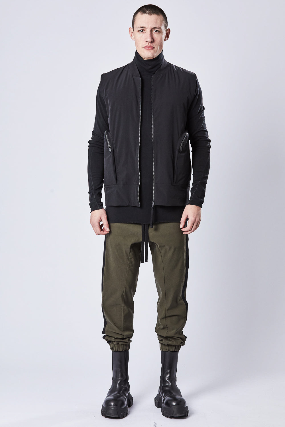 M SJ 610 Nylon Bomber Vest Jacket Black