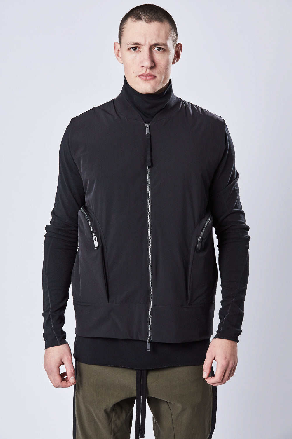 M SJ 610 Nylon Bomber Vest Jacket Black