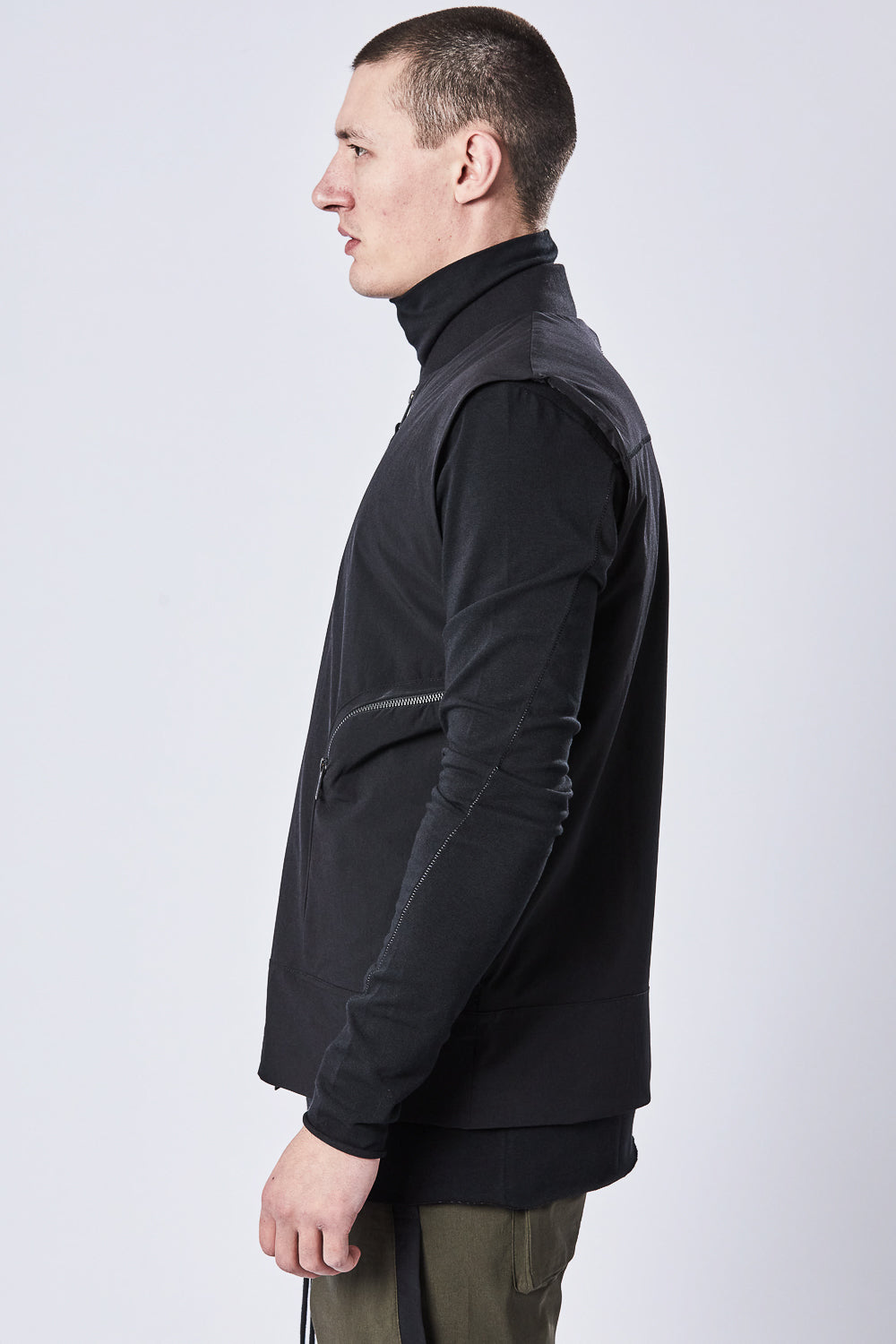 M SJ 610 Nylon Bomber Vest Jacket Black