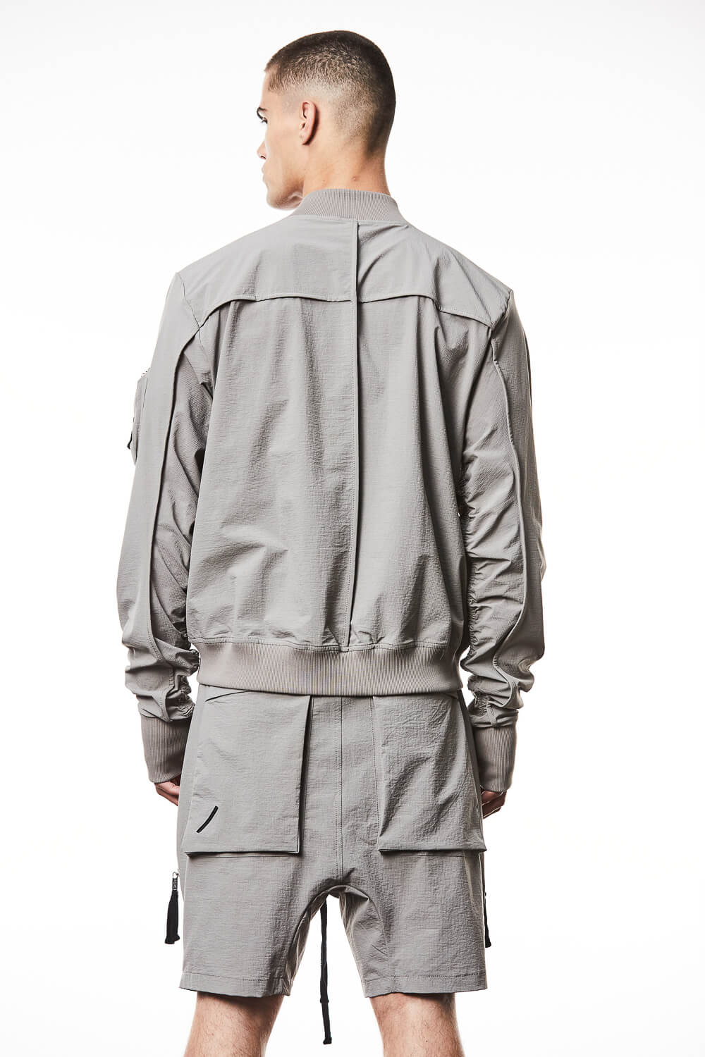 M SJ 662 2-Way Zip Closure Bomber Jacket Grey