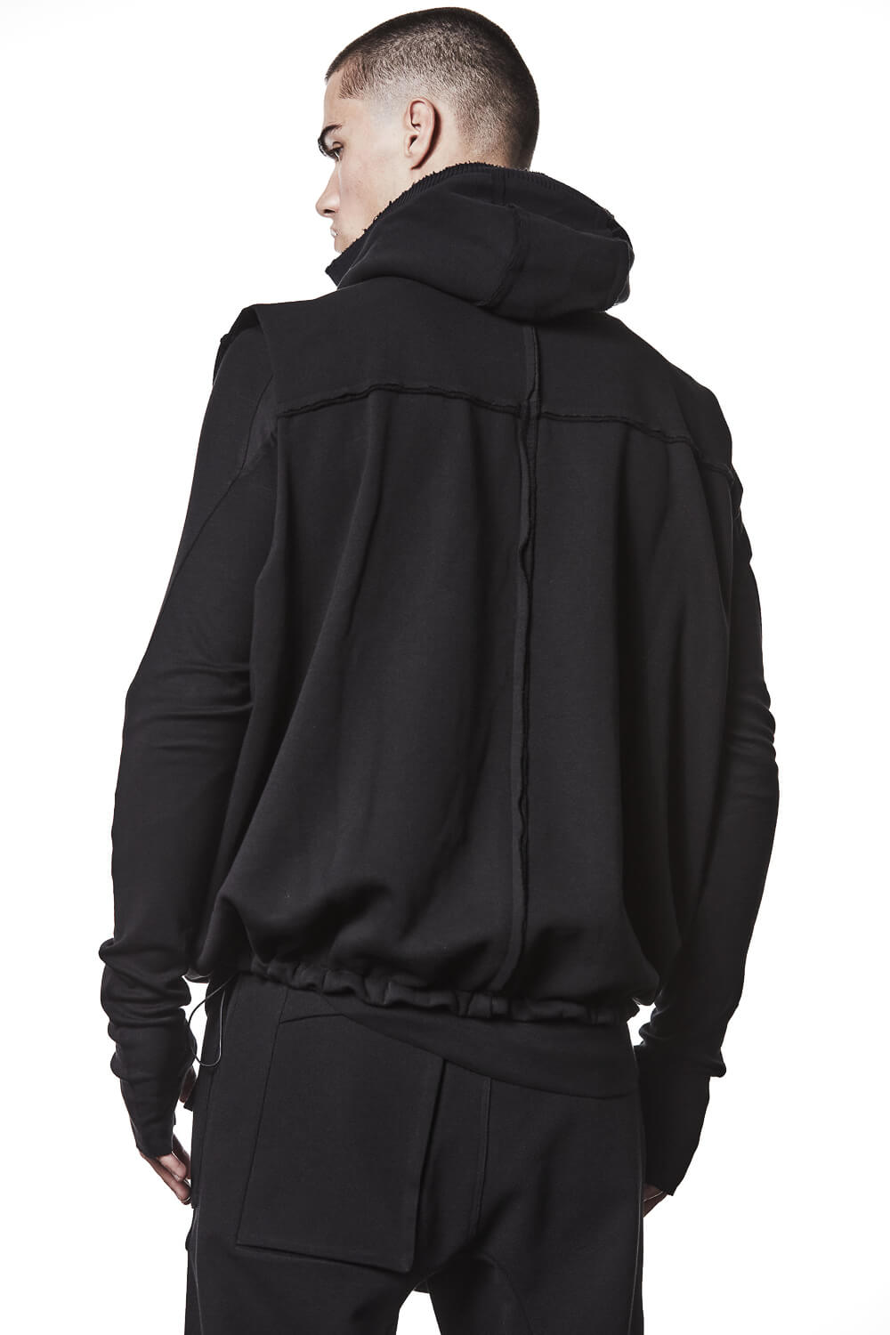 M SJ 684 Zip-Up Hooded Sleeveless Jacket Black