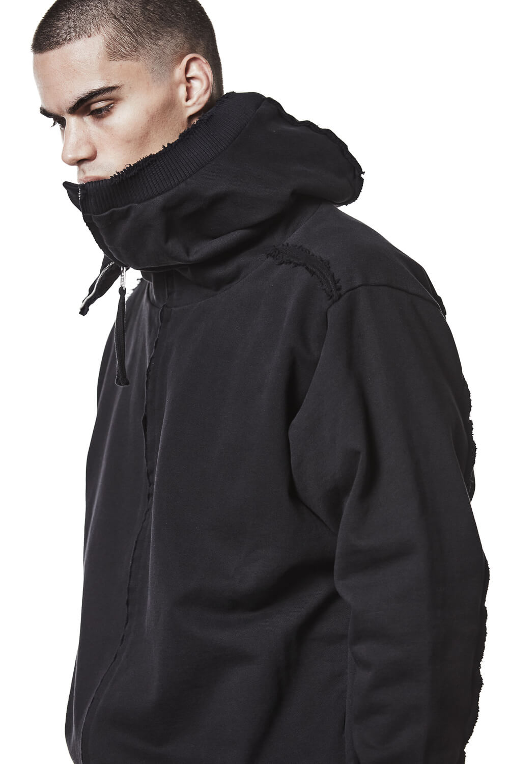 M SJ 690 High Neck 2-Way Zip Closure Jacket Black