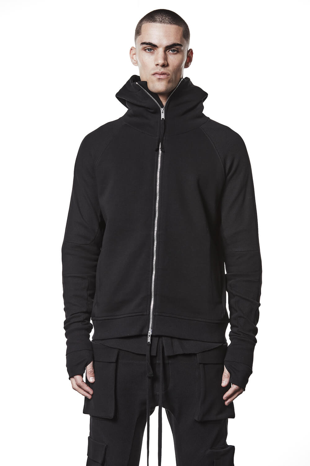 M SJ 691 2-Way Zip Closure Cotton Jacket Black