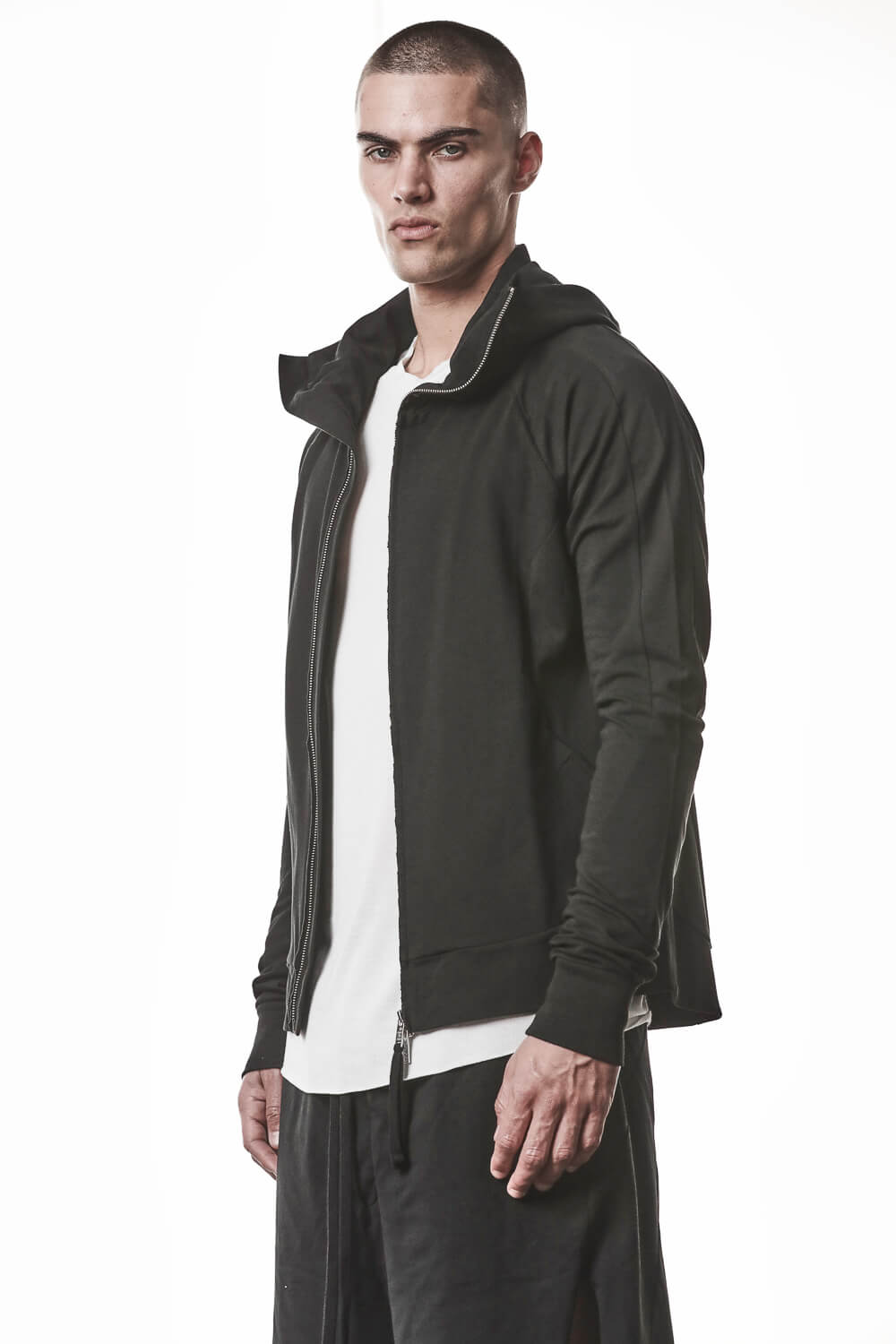 M SJ 694 High Neck Hooded Jacket Black