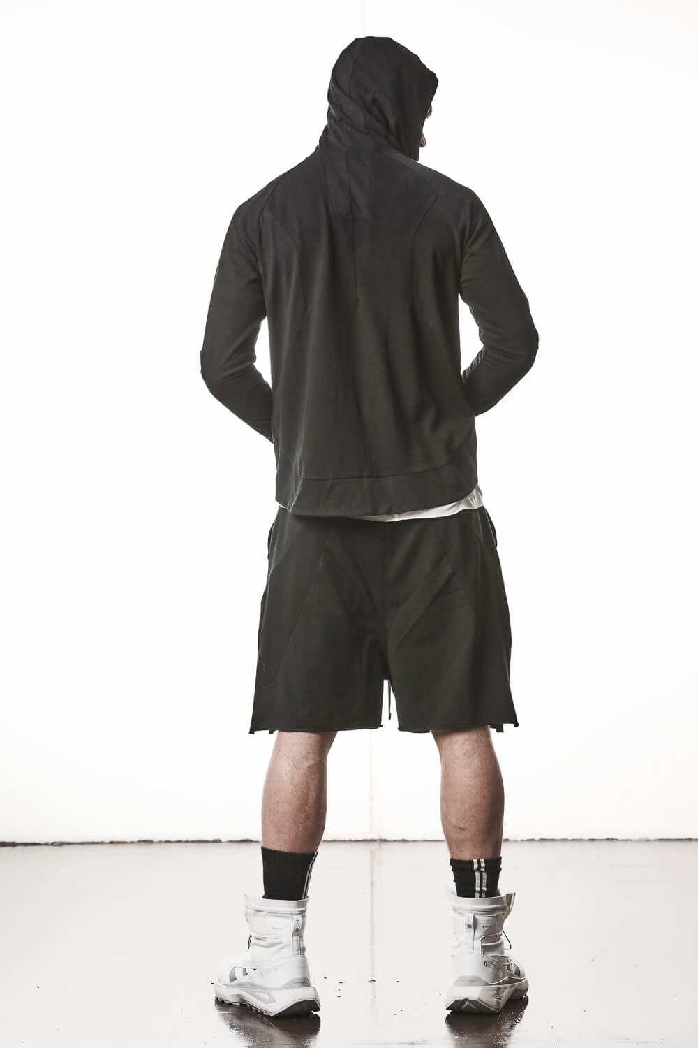 M SJ 694 High Neck Hooded Jacket Black