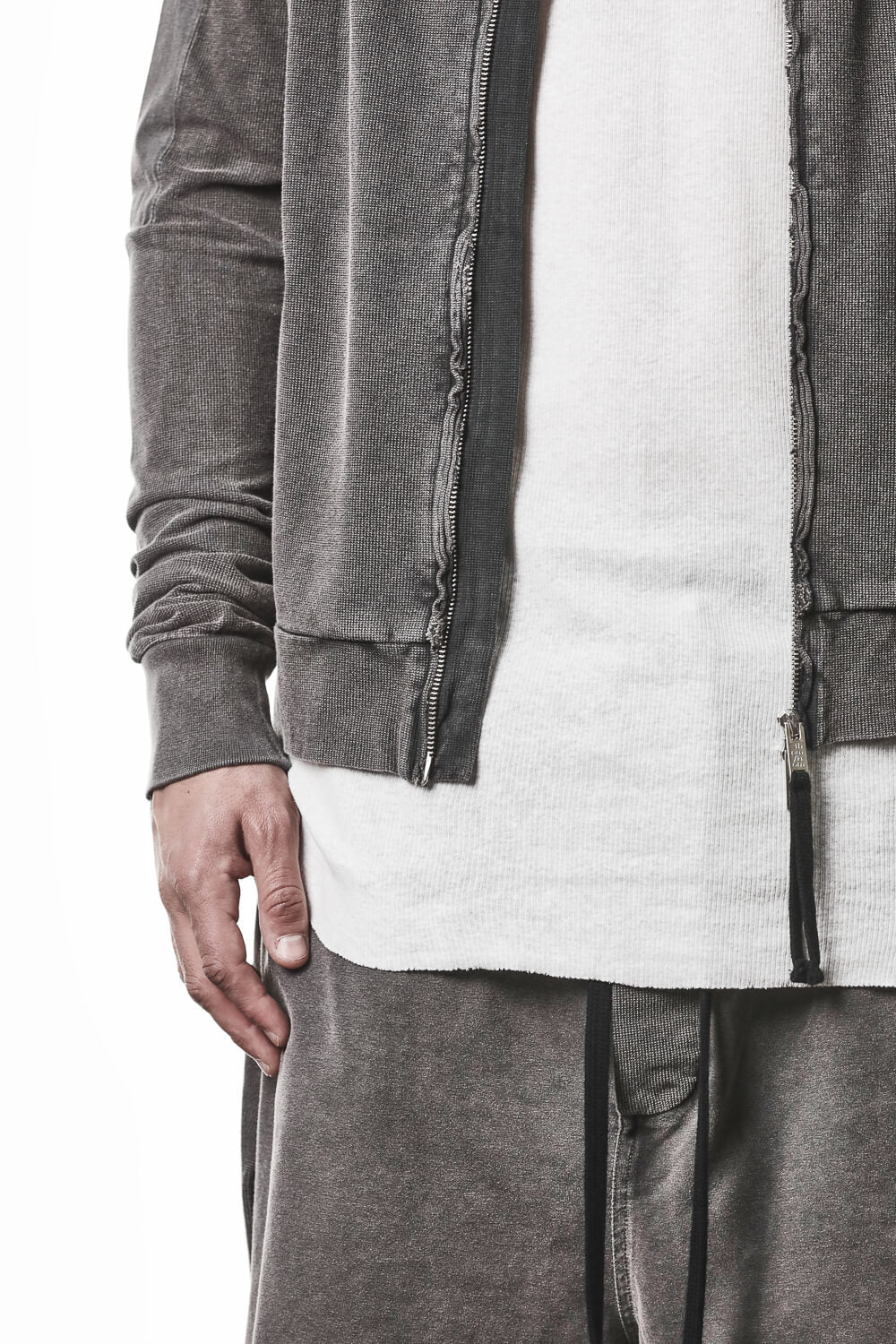 M SJ 694 High Neck Hooded Jacket Dark Grey