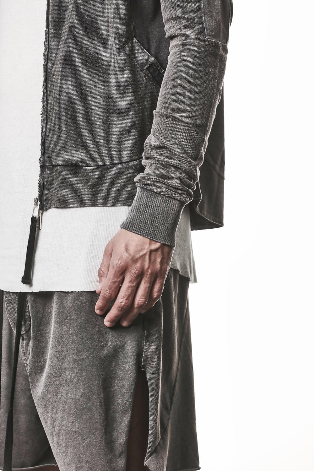 M SJ 694 High Neck Hooded Jacket Dark Grey