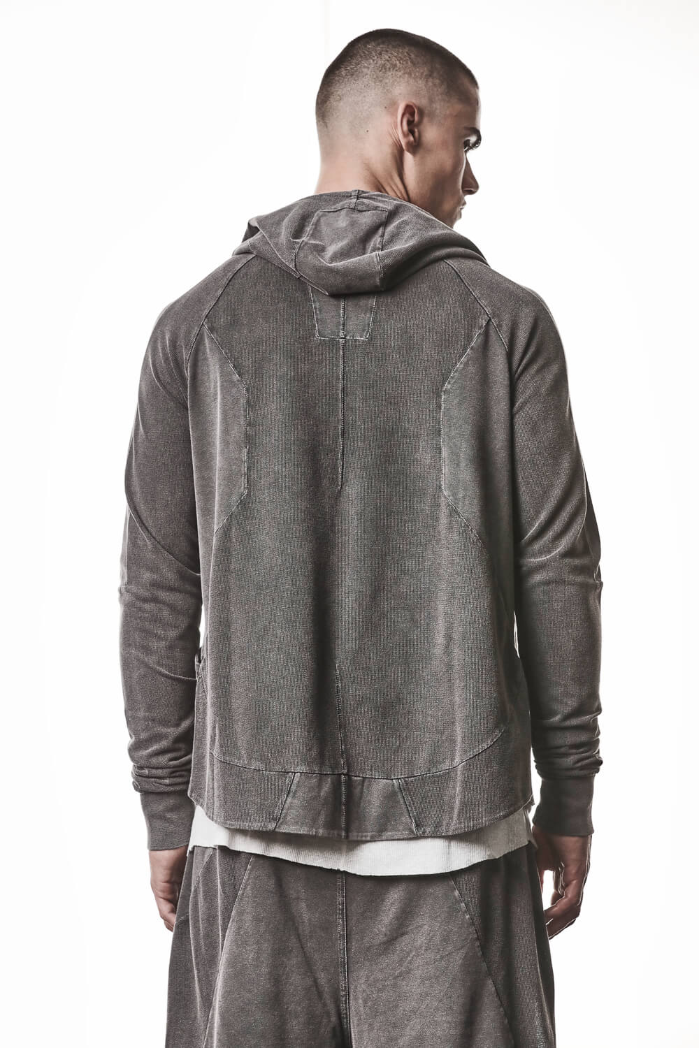 M SJ 694 High Neck Hooded Jacket Dark Grey
