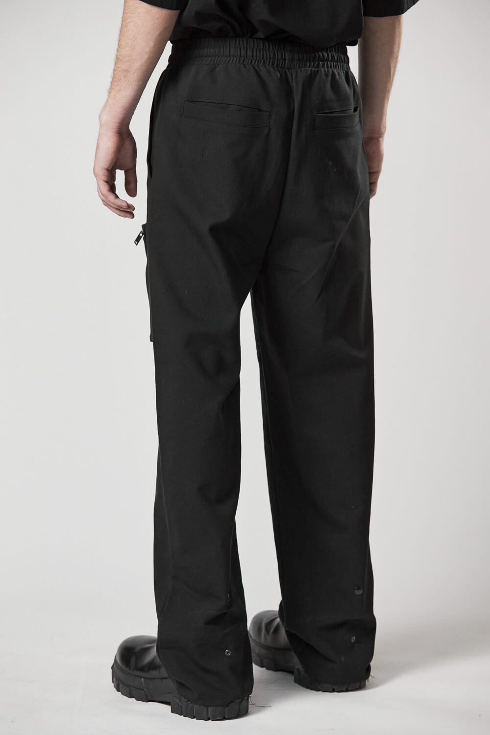 M ST 456 Woven Wide Leg Cargo Trousers Black