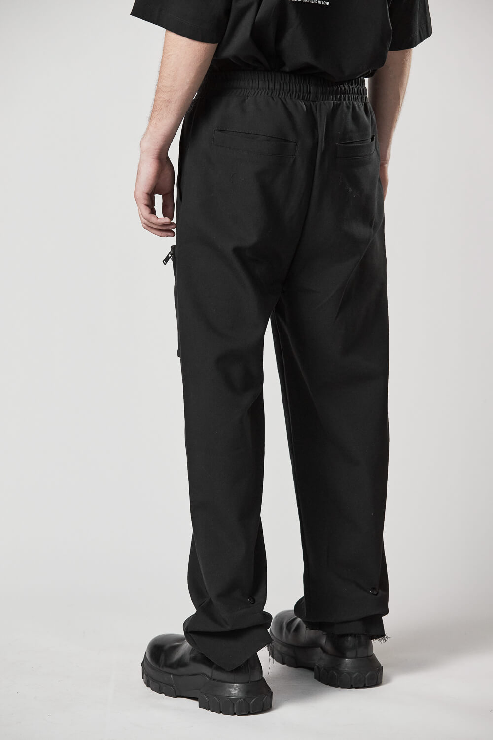 M ST 456 Woven Wide Leg Cargo Trousers Black