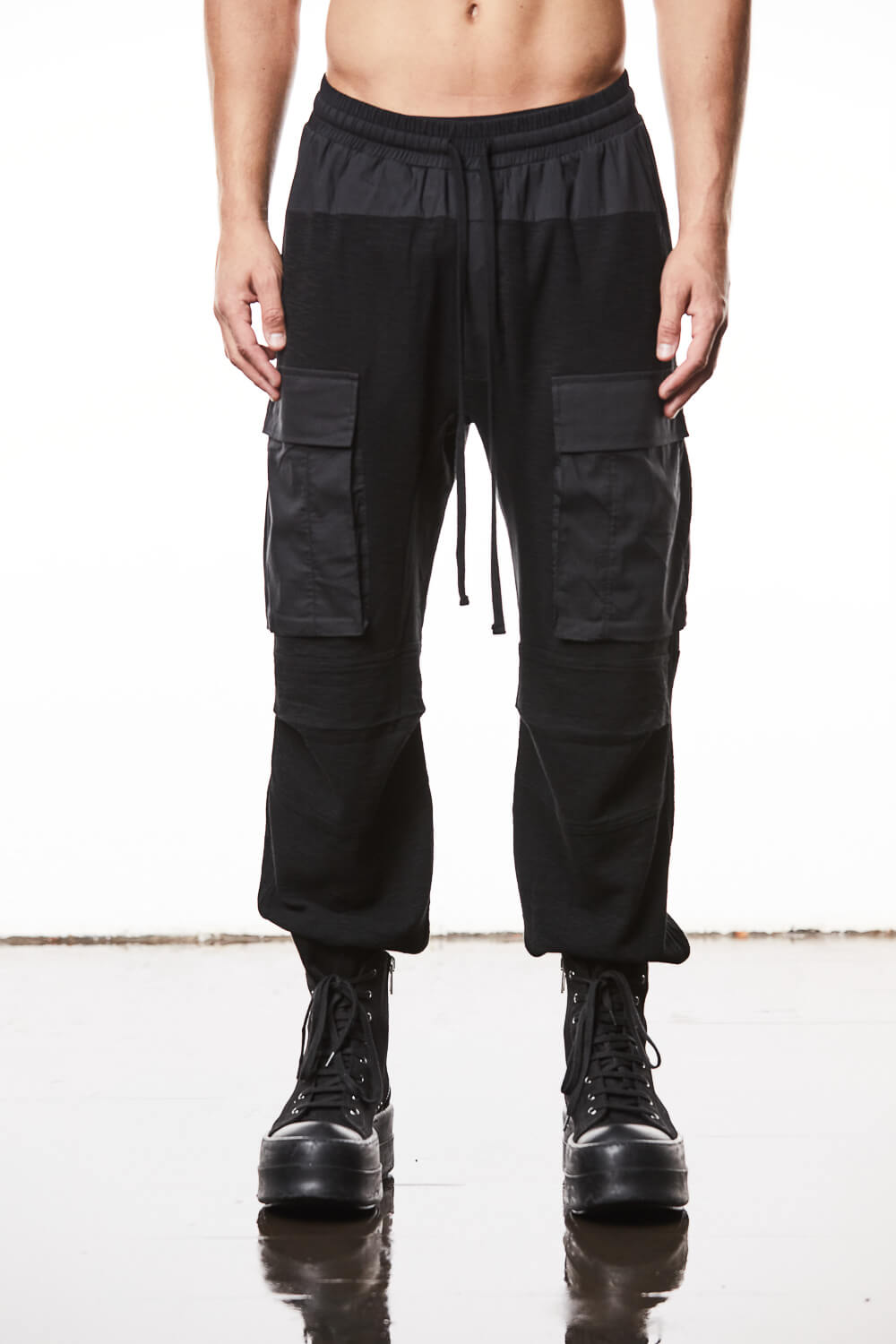 M ST 485 Double-Faced Cotton Cargo Pants Black