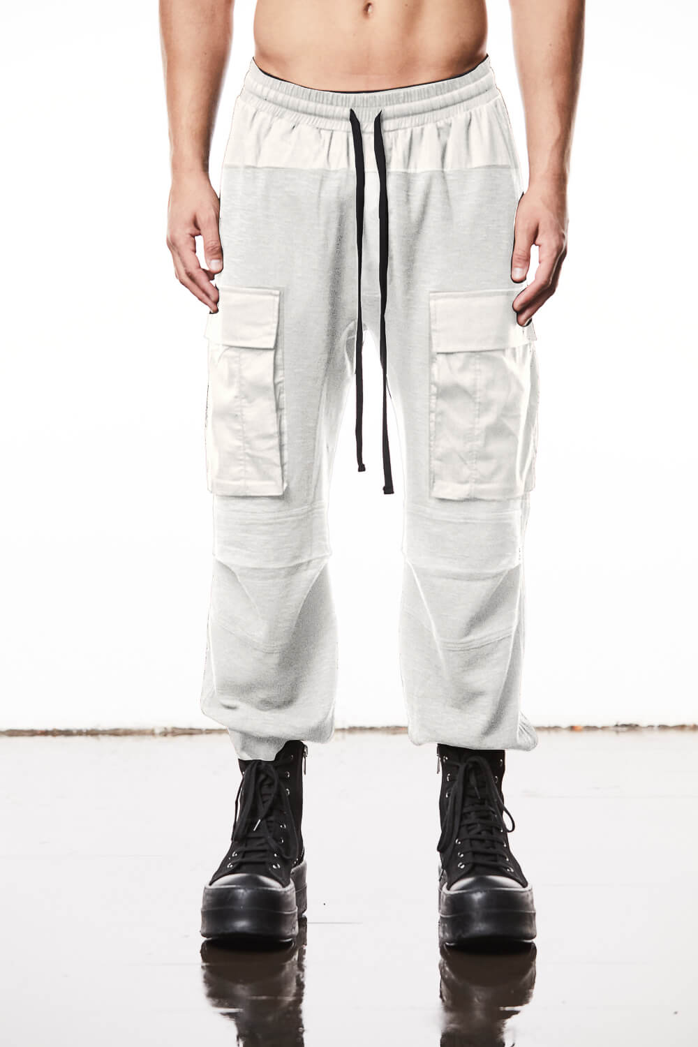 M ST 485 Double-Faced Cotton Cargo Pants Off White