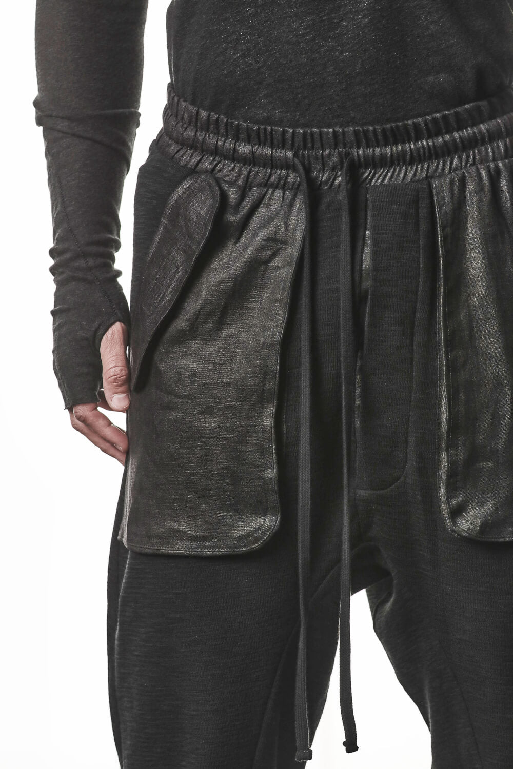 M ST 523 Cotton/Linen Trousers Black