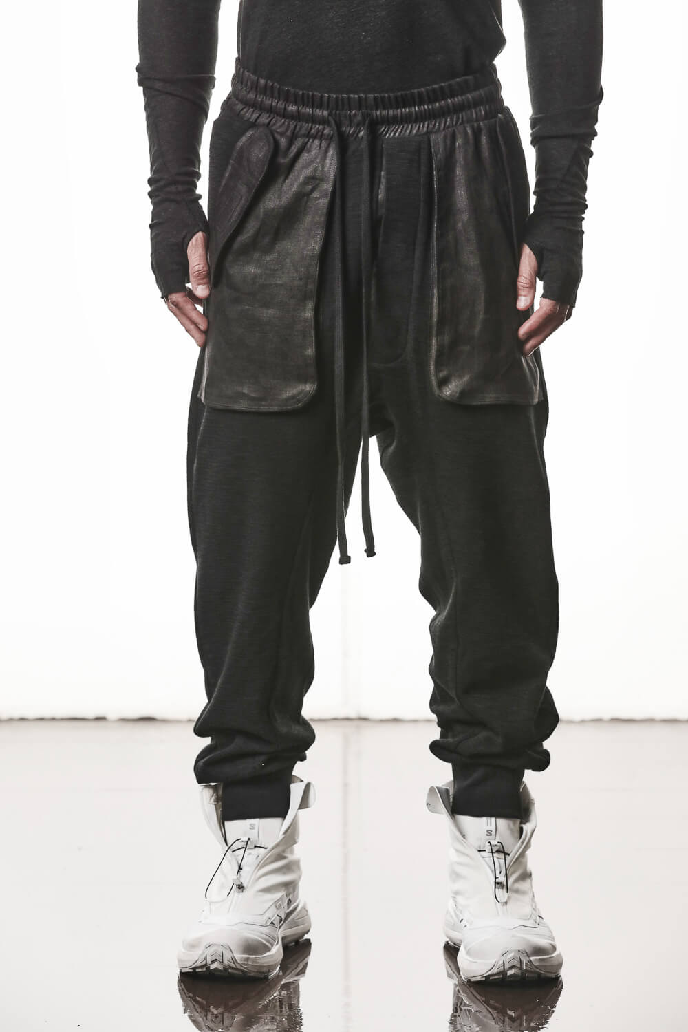 M ST 523 Cotton/Linen Trousers Black