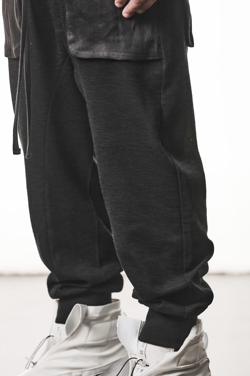 M ST 523 Cotton/Linen Trousers Black