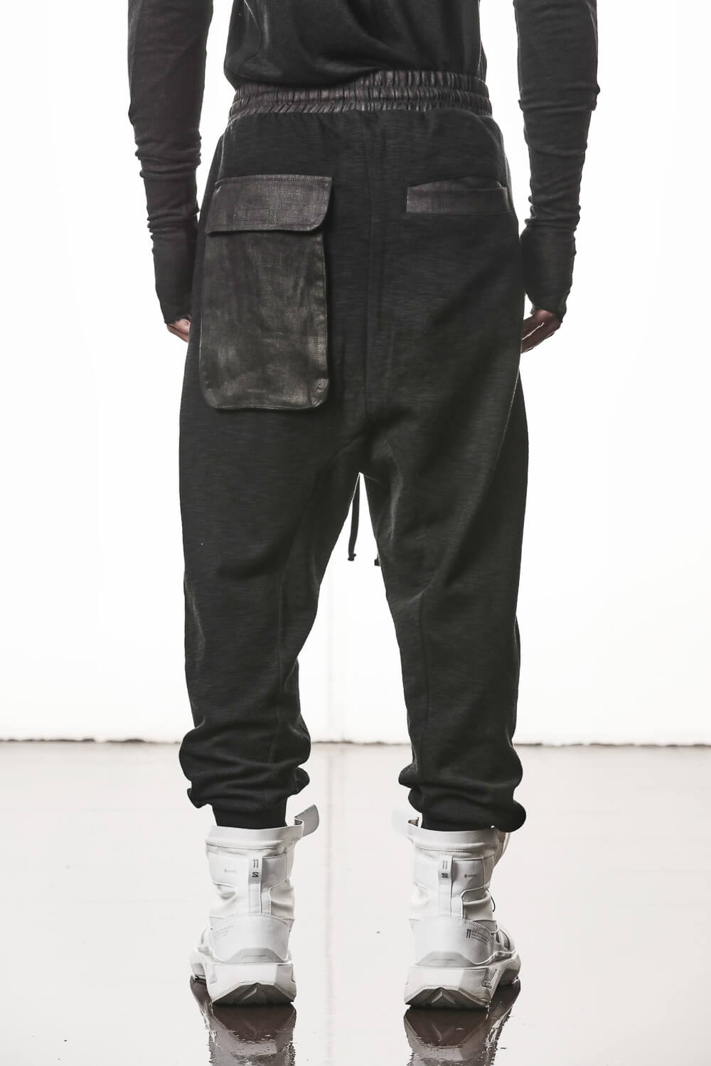 M ST 523 Cotton/Linen Trousers Black