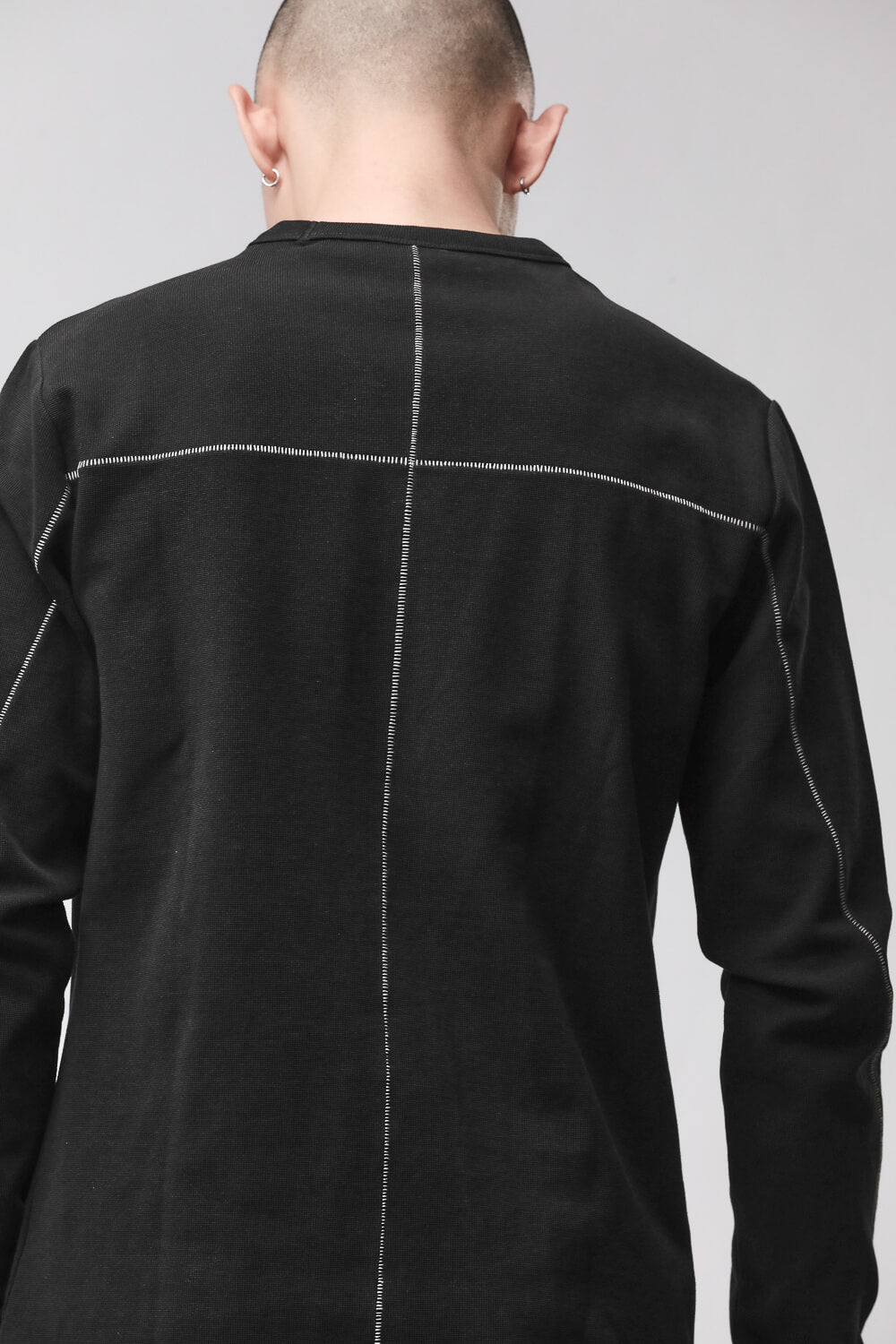 M TS 1001 L/S Contrast Stitch Thumbhole Sweatshirt Black