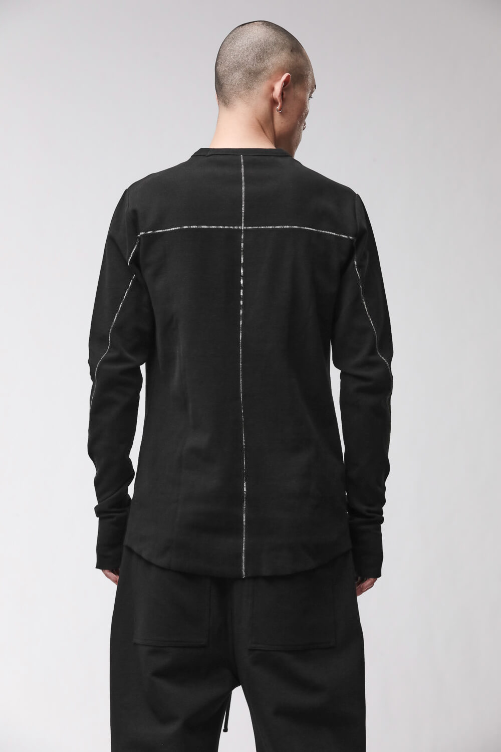M TS 1001 L/S Contrast Stitch Thumbhole Sweatshirt Black