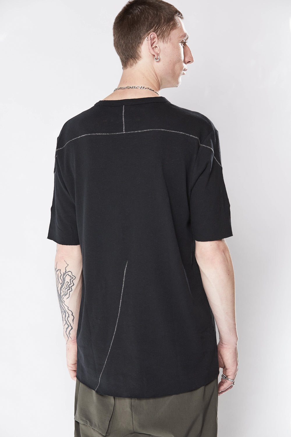 M TS 779 Round Neck Cotton/Linen T-Shirt Black