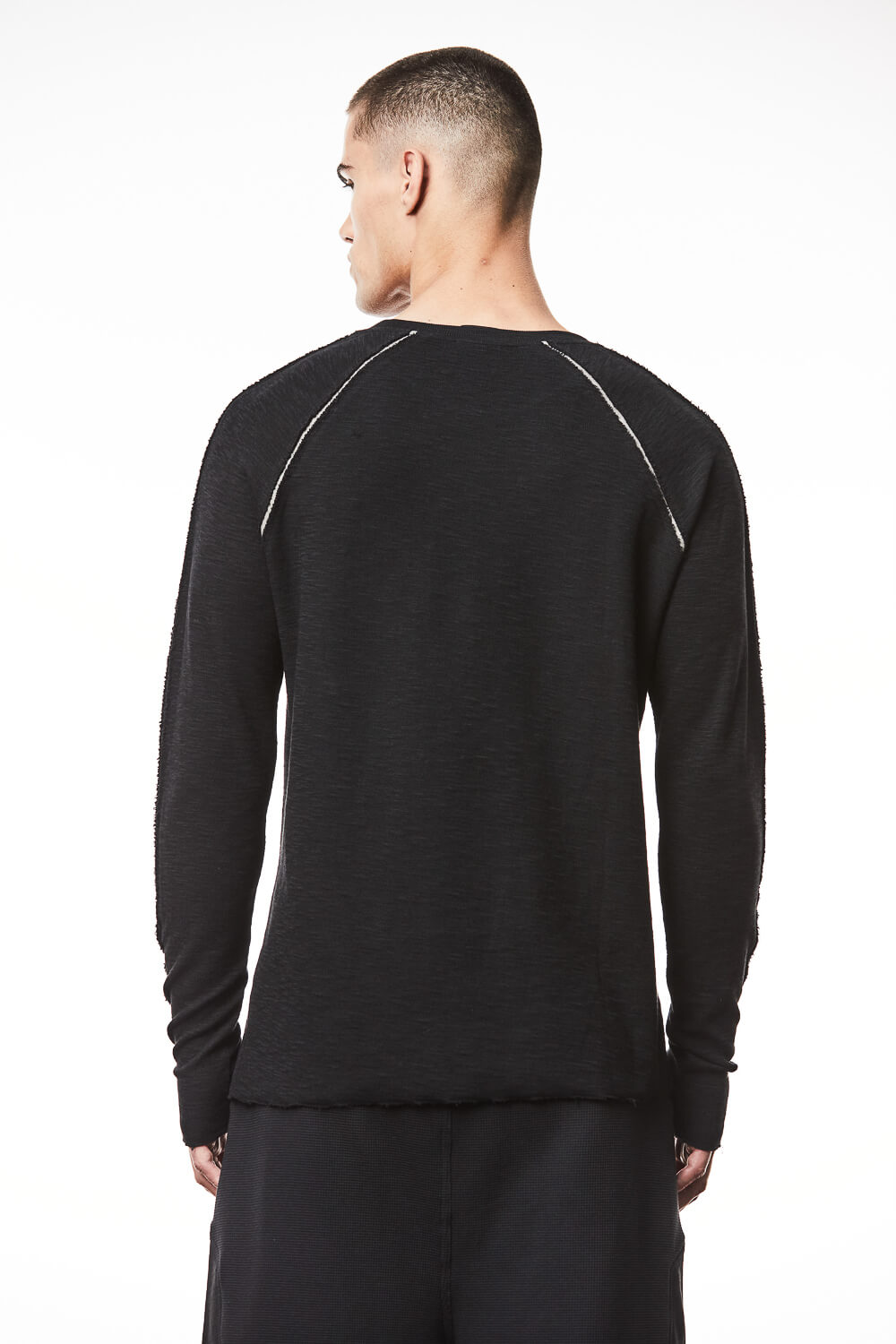 M TS 833 Constrast Colour Inserts L/S T-Shirt Black