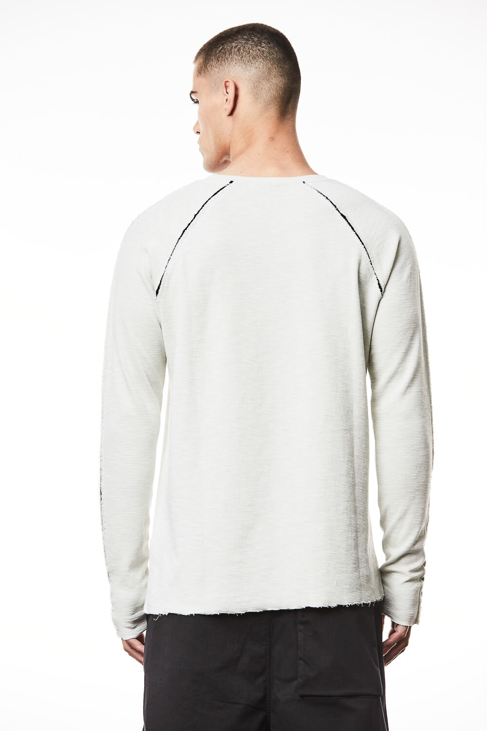 M TS 833 Constrast Colour Inserts L/S T-Shirt Off White