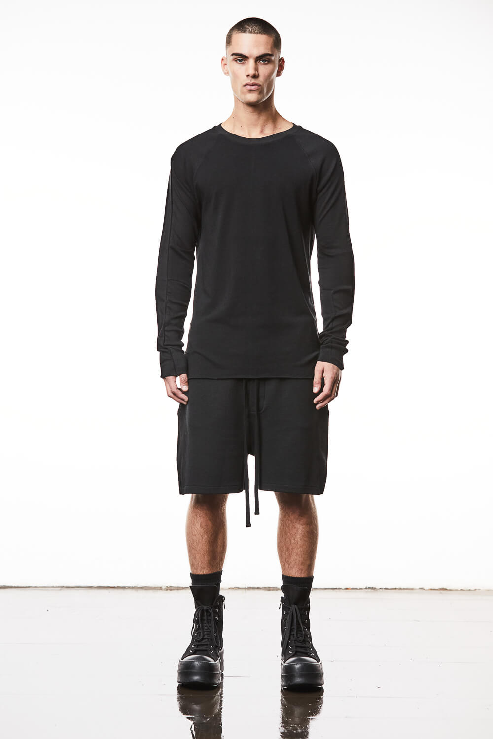 M TS 844 Long-Sleeve Detail T-Shirt Black