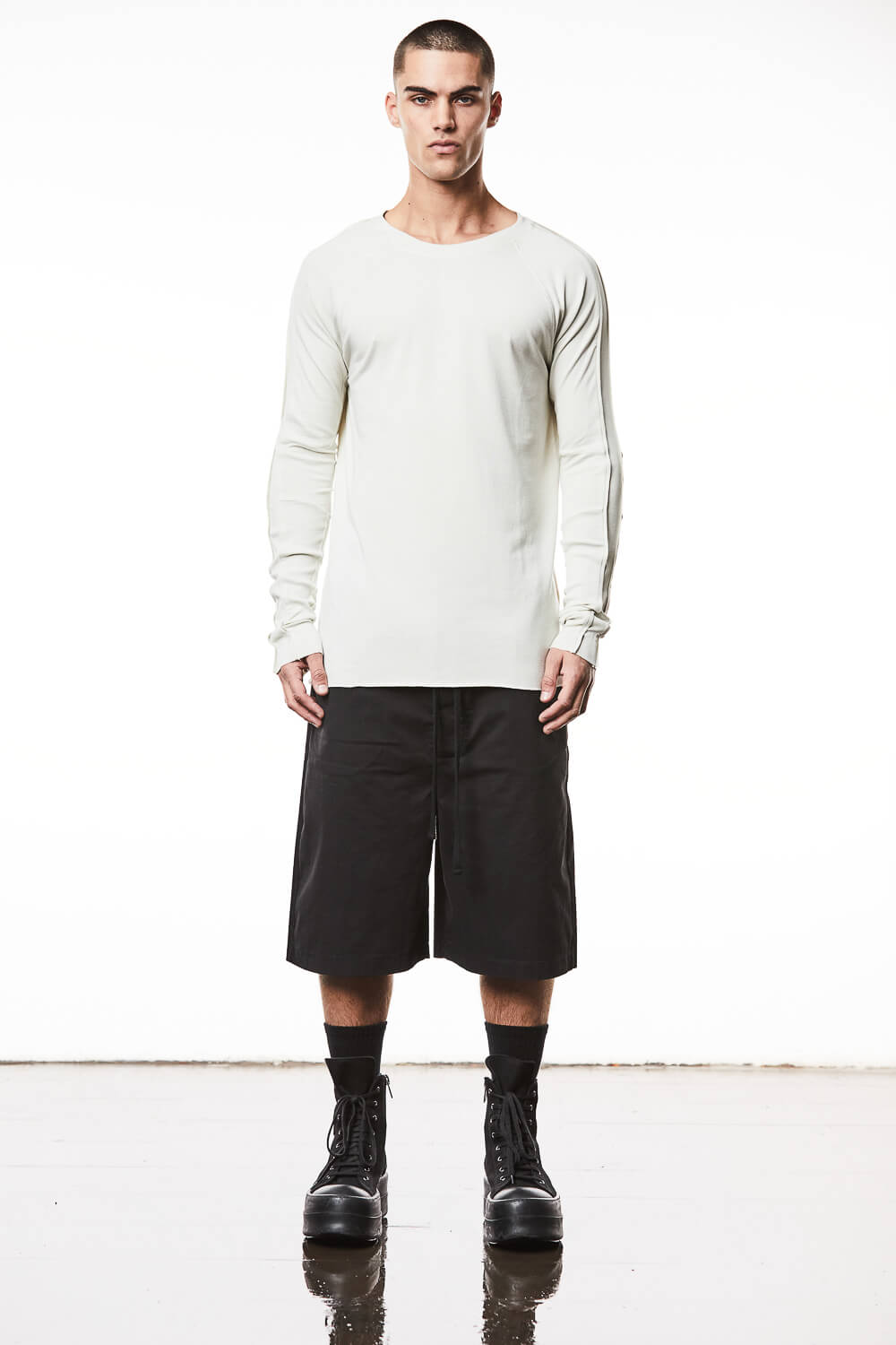 M TS 844 Long-Sleeve Detail T-Shirt Off White