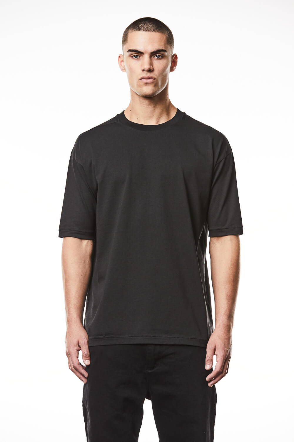 M TS 867 Back Print Cotton T-Shirt Black