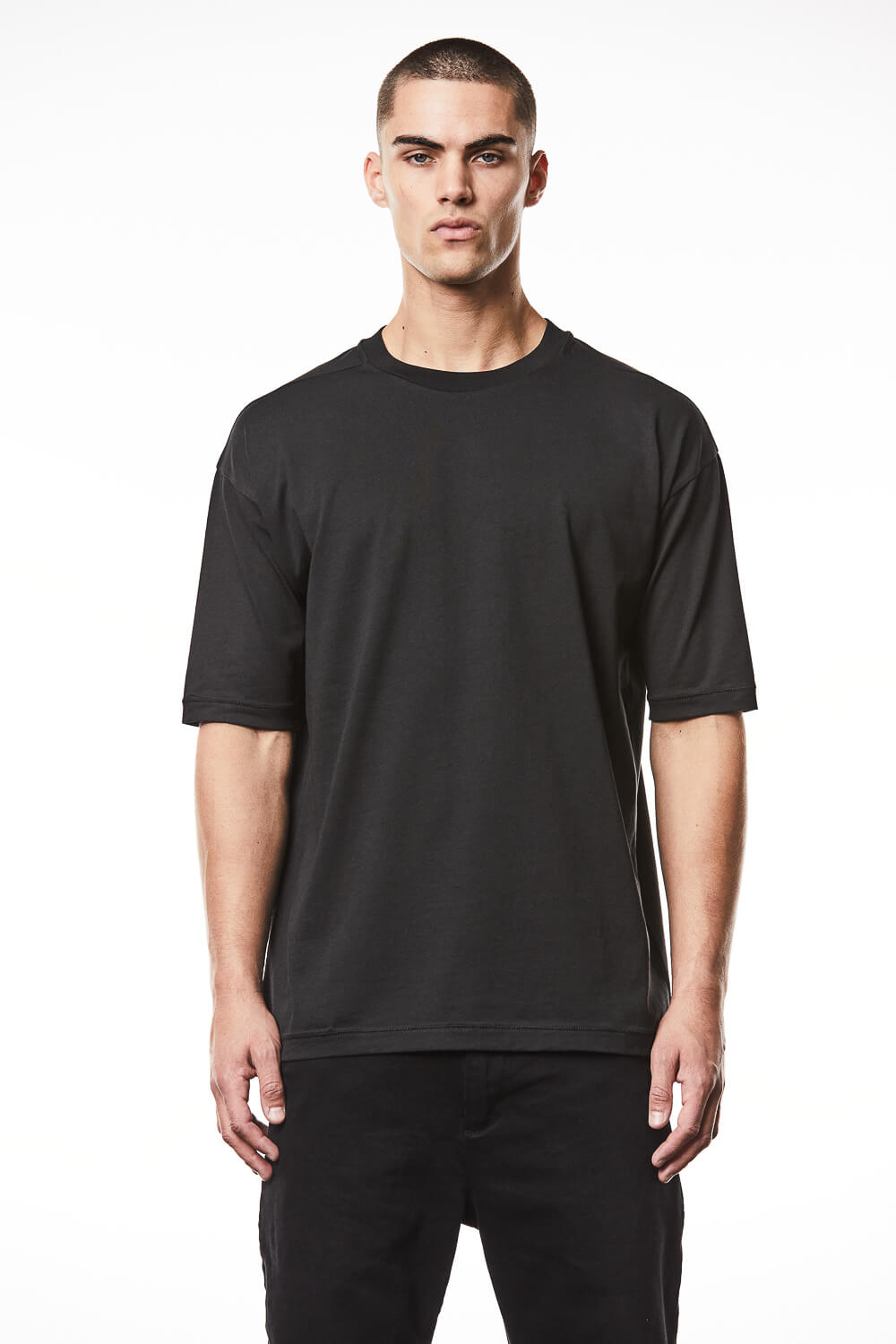 M TS 867 Back Print Cotton T-Shirt Black