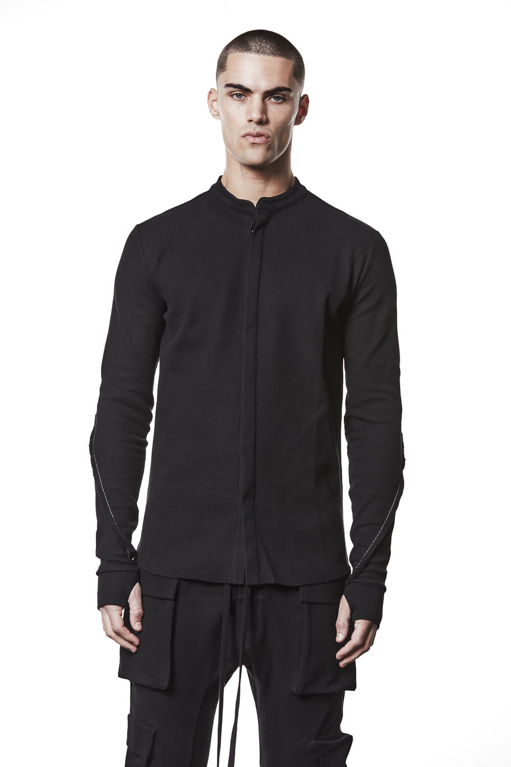 M TS 894 Stand Up Collar Shirt Black