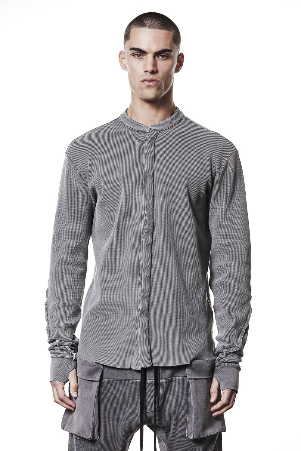 M TS 894 Stand Up Collar Shirt Grey
