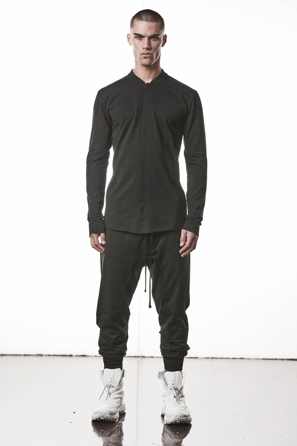 M TS 911 Ribbed Collar Shirt Black