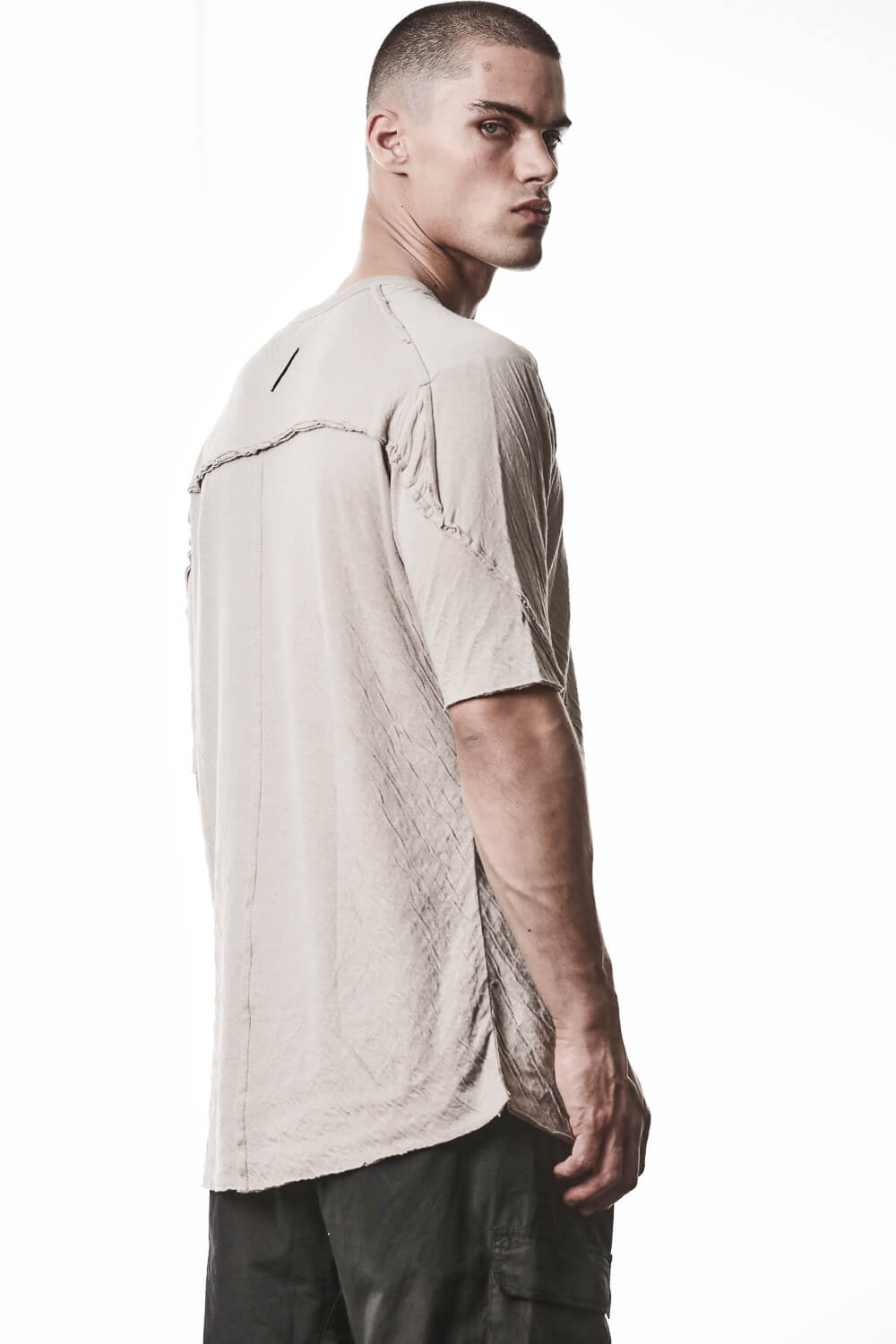 M TS 921 Wrinkle Effect T-Shirt Beige