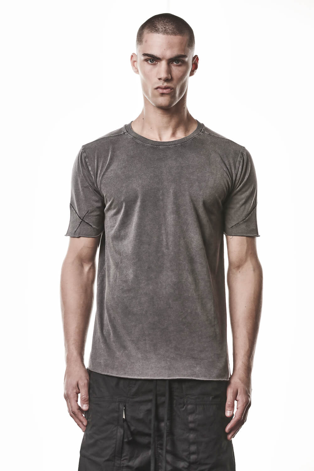 M TS 924 Raw Cut Hem T-Shirt Dark Grey